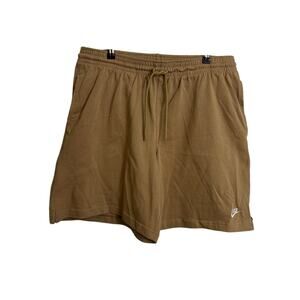 Nike Shorts Mens Large Club Knit Fleece Drawstring Parachute Beige Cotton NWT